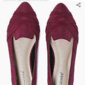 New Ataiwee Comfortable Pointed Dress Suede Ballet Slippers